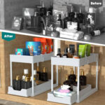 DEKAVA Cabinet, 2 Pack Under Sink Organizer, 2 Tier Sliding Bathroom Kitchen Org - Image 7