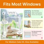 Cat Window Perch Rustic Cat Hammock Bed W Solid Wood Seat 4 Heavy Duty Suction - Image 5