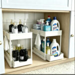 DEKAVA Cabinet, 2 Pack Under Sink Organizer, 2 Tier Sliding Bathroom Kitchen Org
