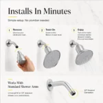 Afina Filtered Shower Head Hard Water KDF-55 Filter High Pressure Rainfall Black - Image 9
