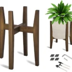 Adjustable Bamboo Plant Stand Indoor - Modern Flower Pot Holder Fits 8-12