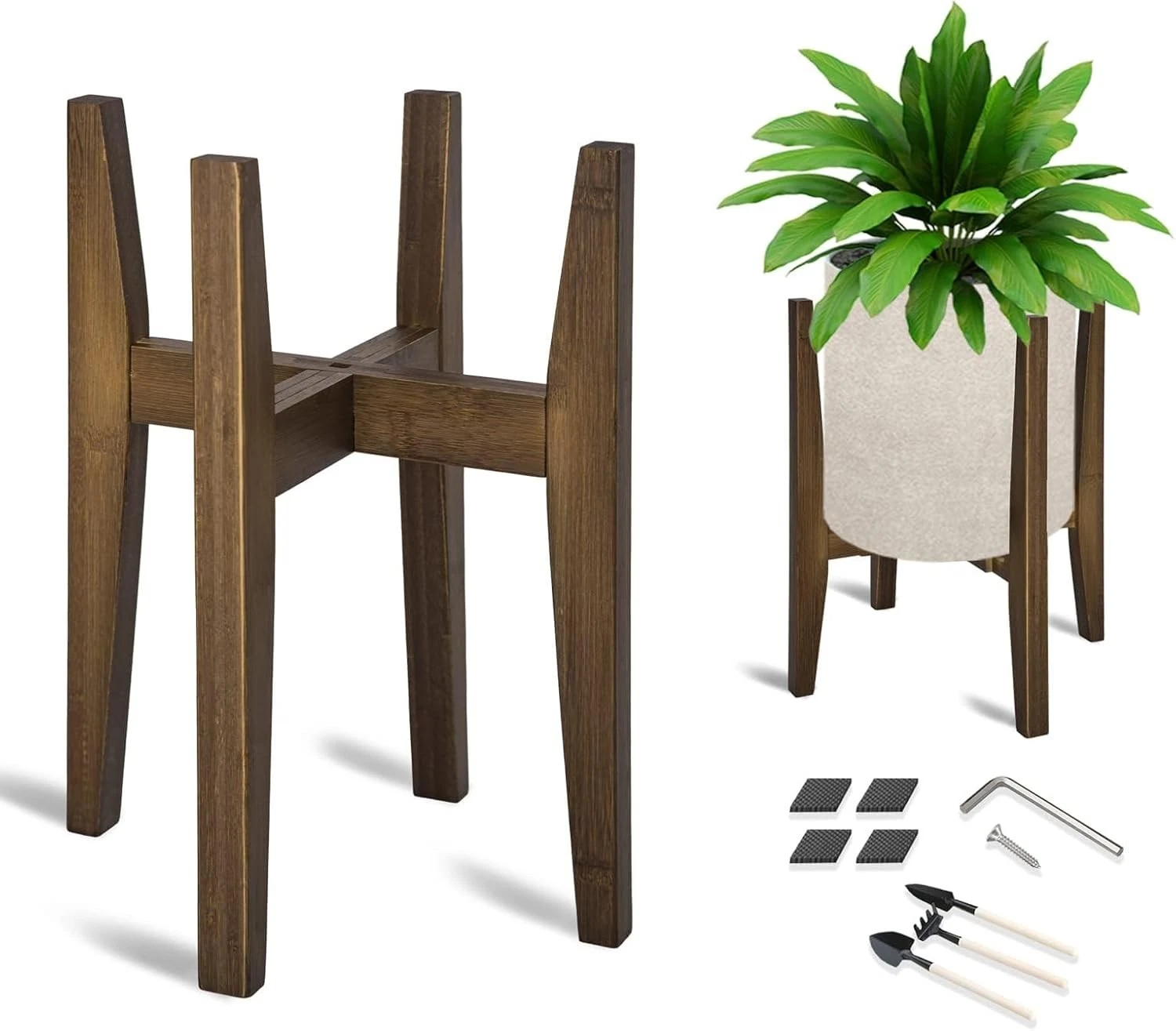 s-l1600 (24) Adjustable Bamboo Plant Stand Indoor - Modern Flower Pot Holder Fits 8-12 - Image 1