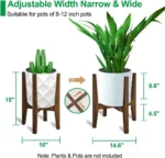 Adjustable Bamboo Plant Stand Indoor - Modern Flower Pot Holder Fits 8-12 - Image 5