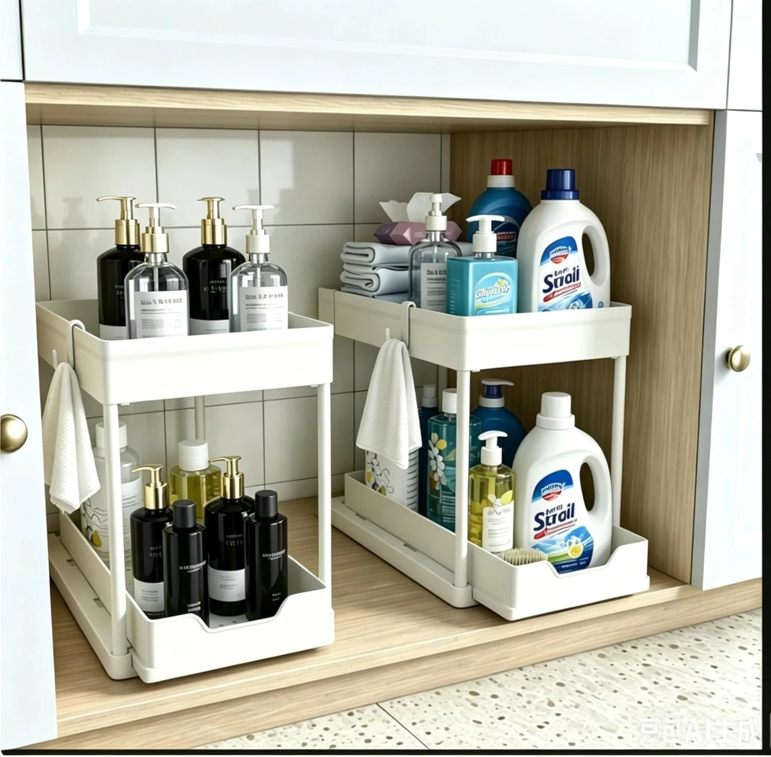 s-l1600 DEKAVA Cabinet, 2 Pack Under Sink Organizer, 2 Tier Sliding Bathroom Kitchen Org - Image 1